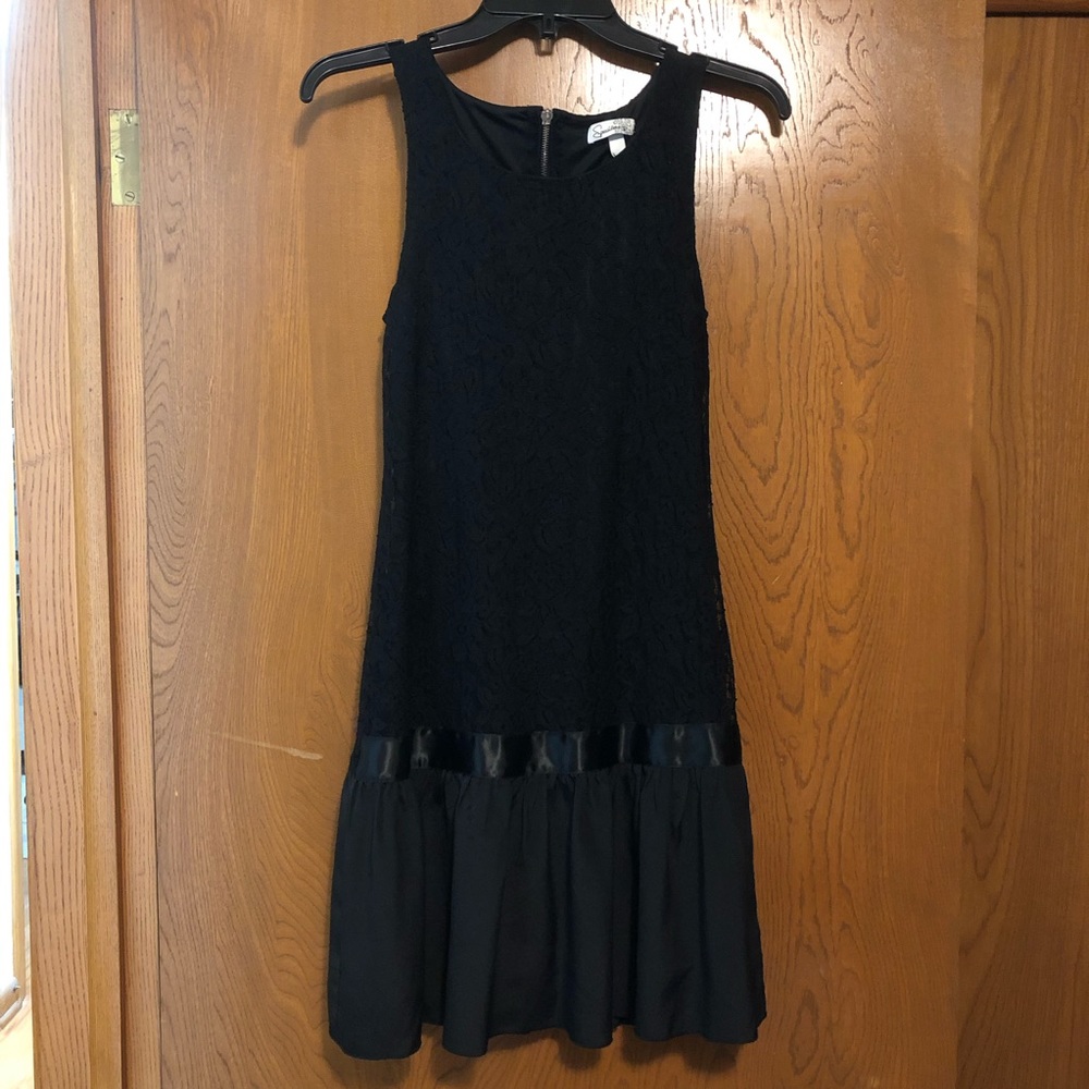 Speechless black lace sleeveless drop waist tank dress juniors s
